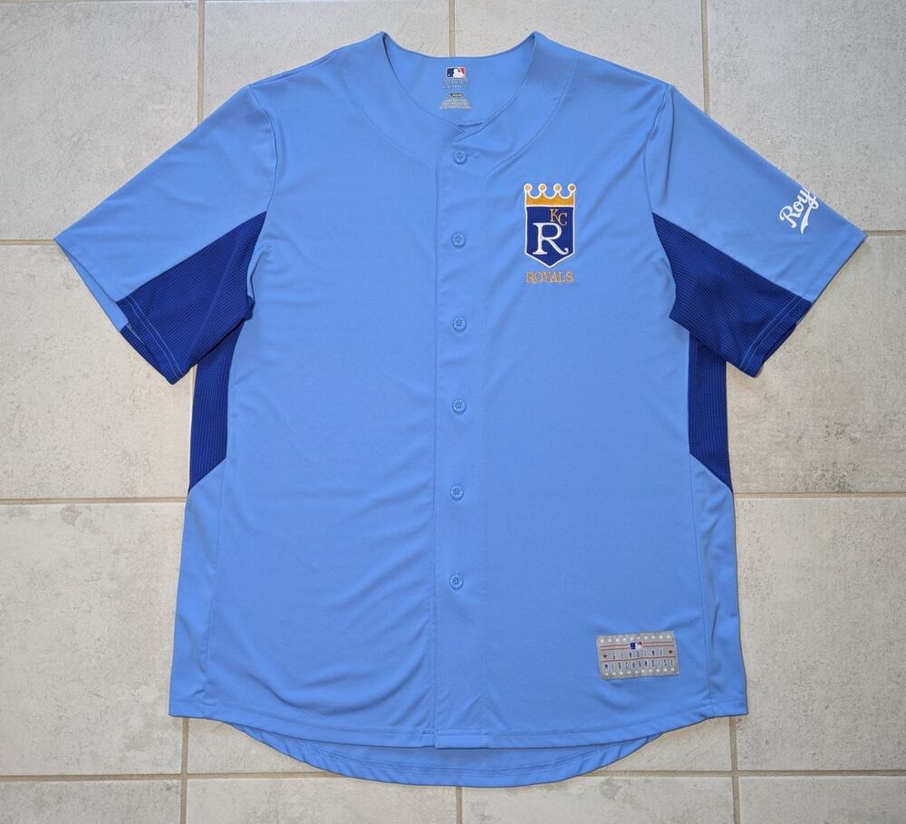 KC Royals Men's XL MLB Genuine Merchandise Button Up Jersey Blue